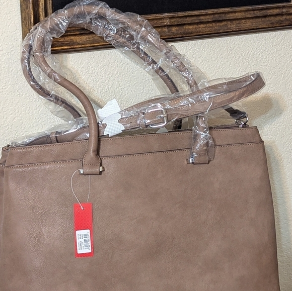 NWT New Katie and Kelly Oversized Classic Taupe Purse Tote Shoulder Cross Body - Picture 2 of 5